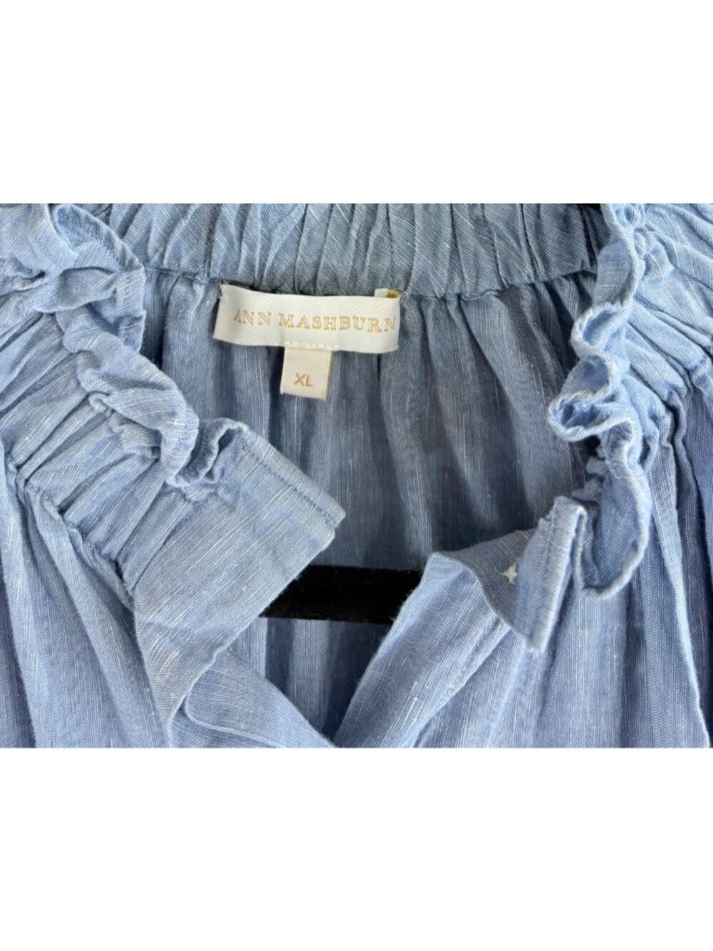 Ann Mashburn Atelier Kami Shirt Sz XL Blue Cotolino Chambray Button Down - Picture 6 of 14